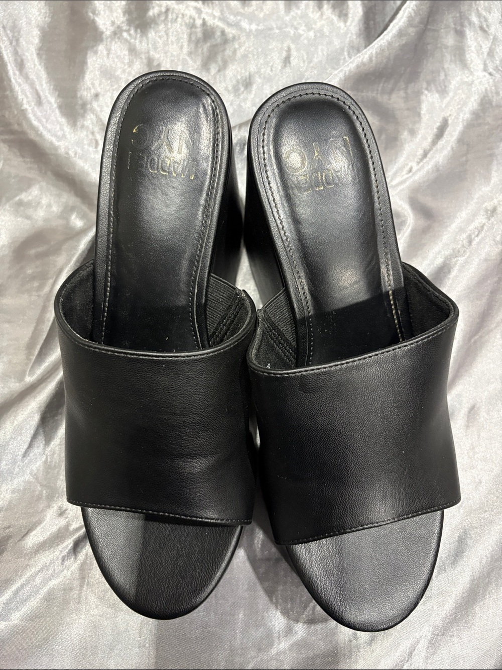 Wedge Slide Mules in Black - Women